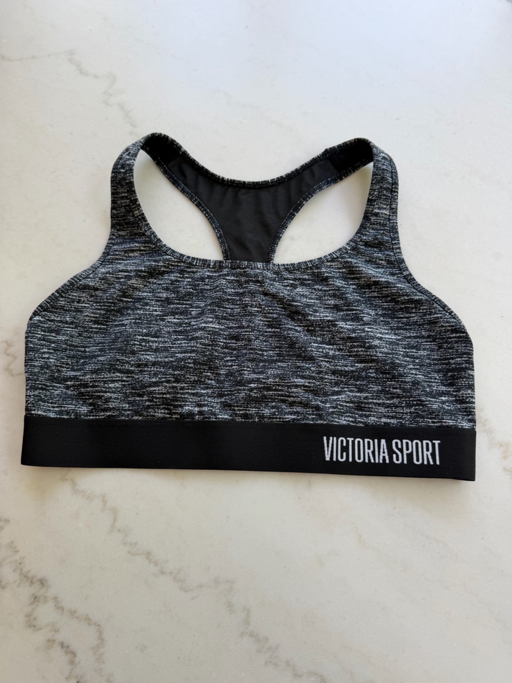Victoria Sport/Victoria Secret Black/White Racerback Sports Bra, Size L